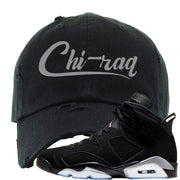 Black Chrome 6s Distressed Dad Hat | Chiraq, Black