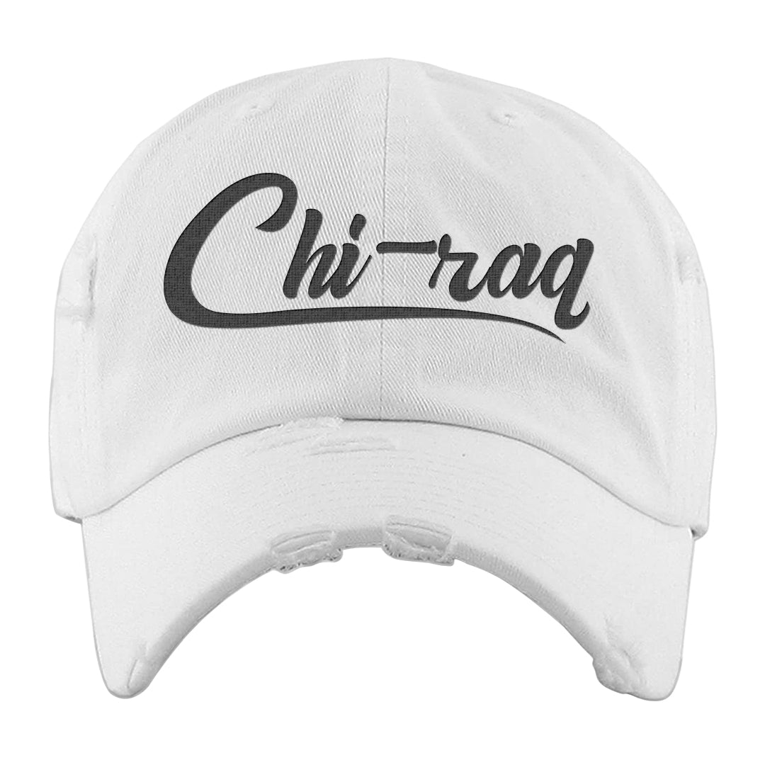 Black Chrome 6s Distressed Dad Hat | Chiraq, White