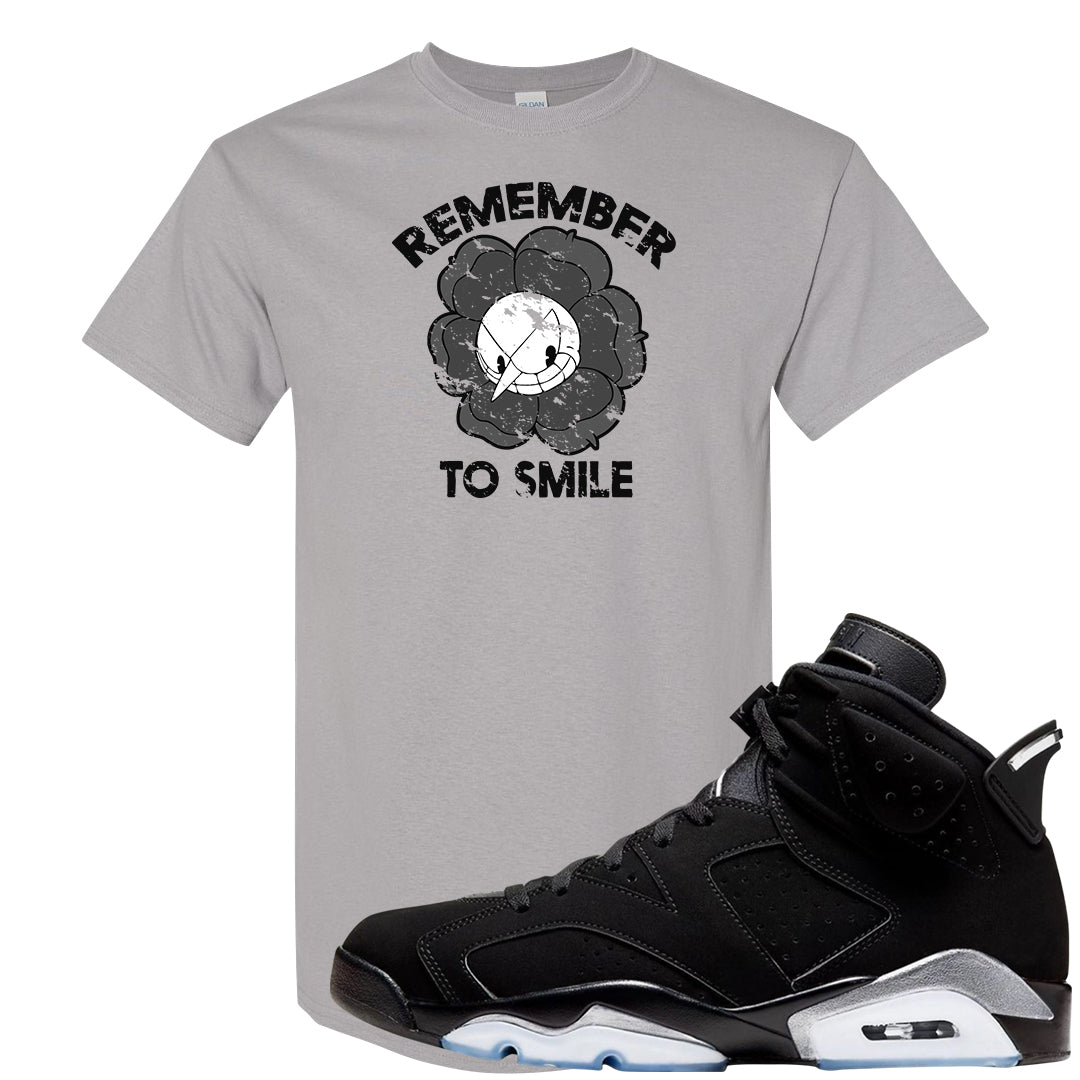Black Chrome 6s T Shirt | Remember To Smile, Gravel