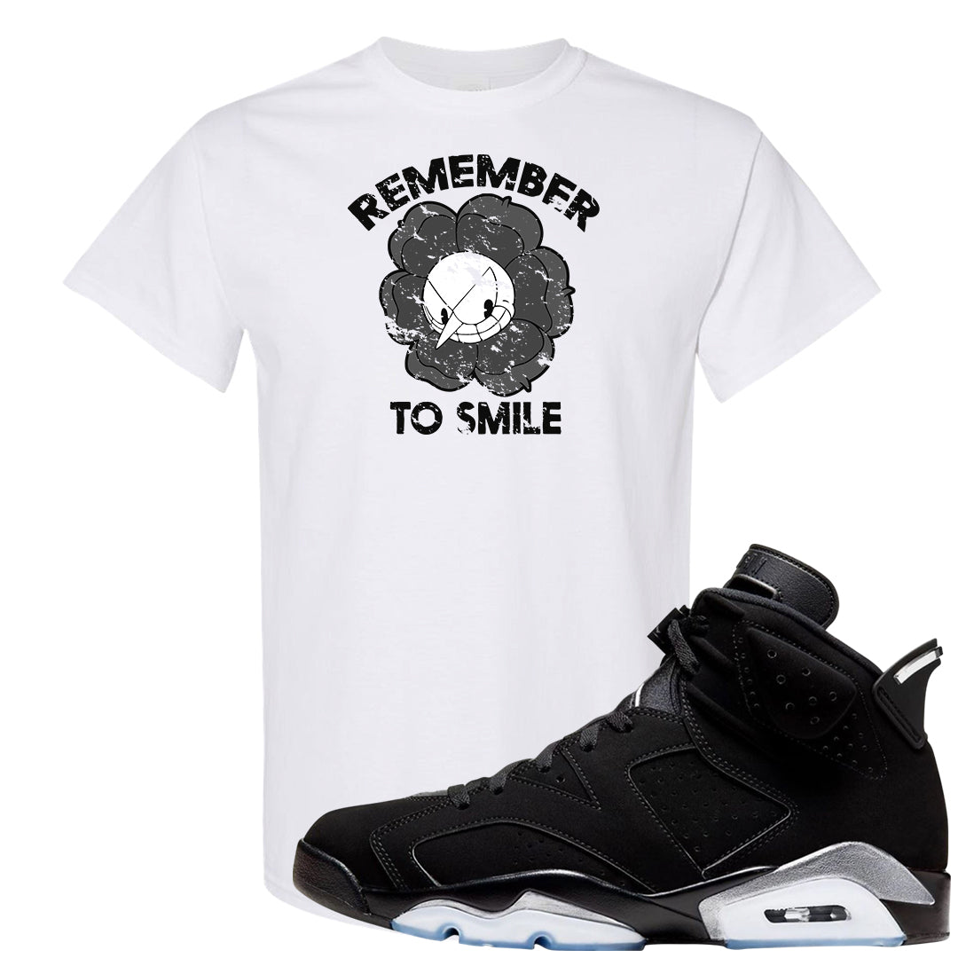 Black Chrome 6s T Shirt | Remember To Smile, White