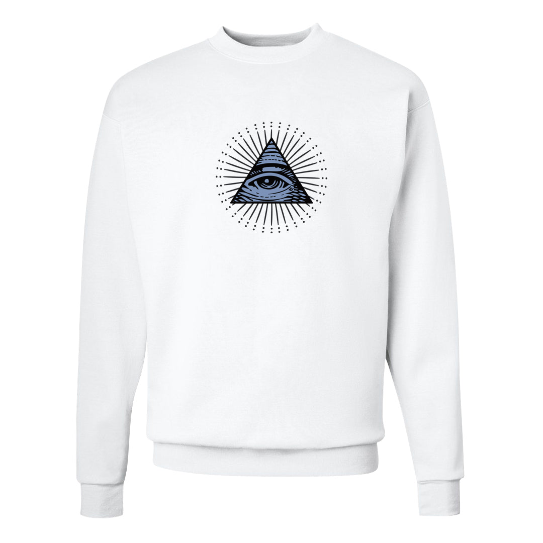 Cool Grey 6s Crewneck Sweatshirt | All Seeing Eye, White