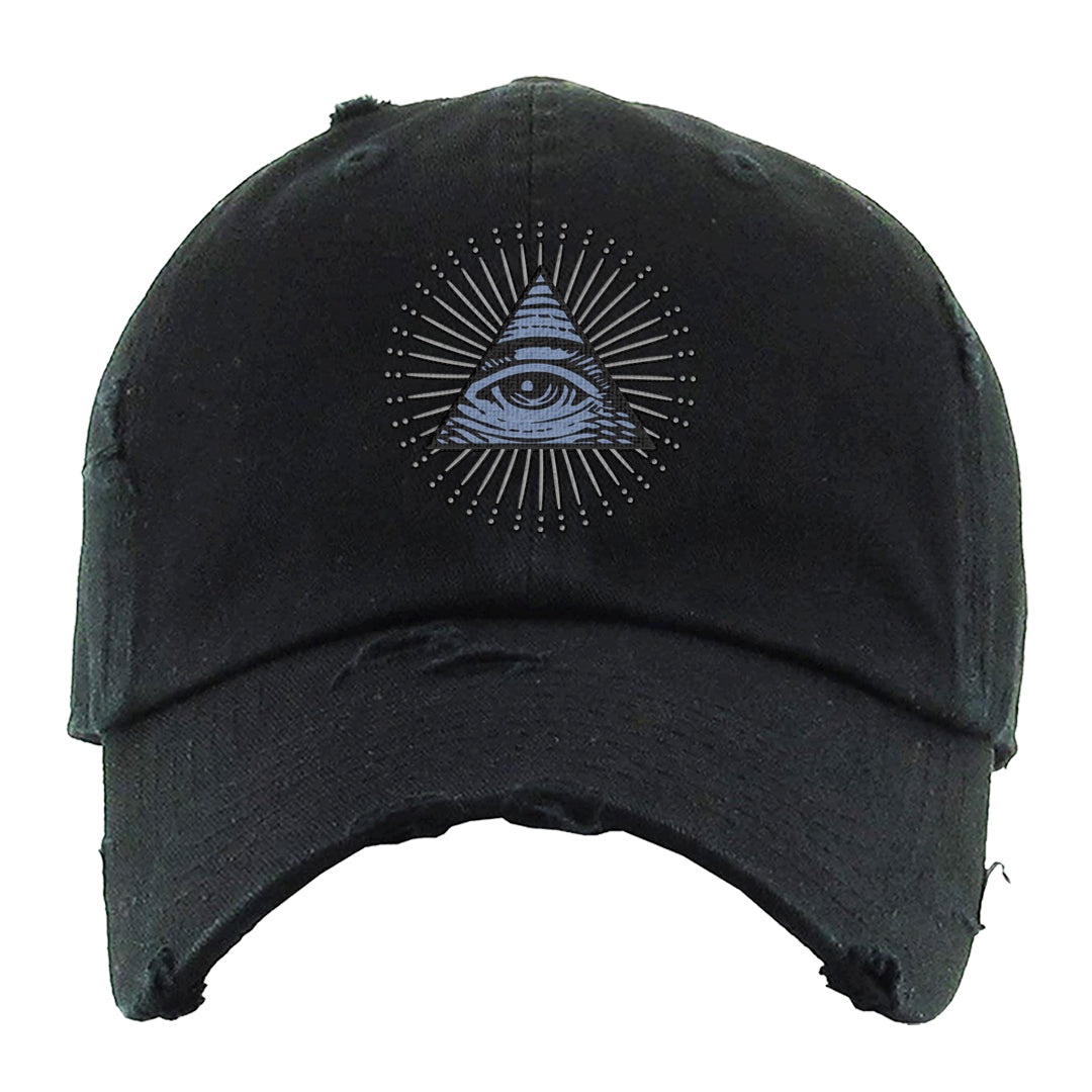 Cool Grey 6s Distressed Dad Hat | All Seeing Eye, Black