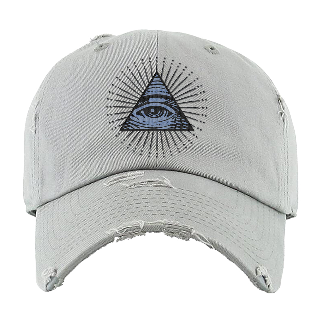 Cool Grey 6s Distressed Dad Hat | All Seeing Eye, Light Gray