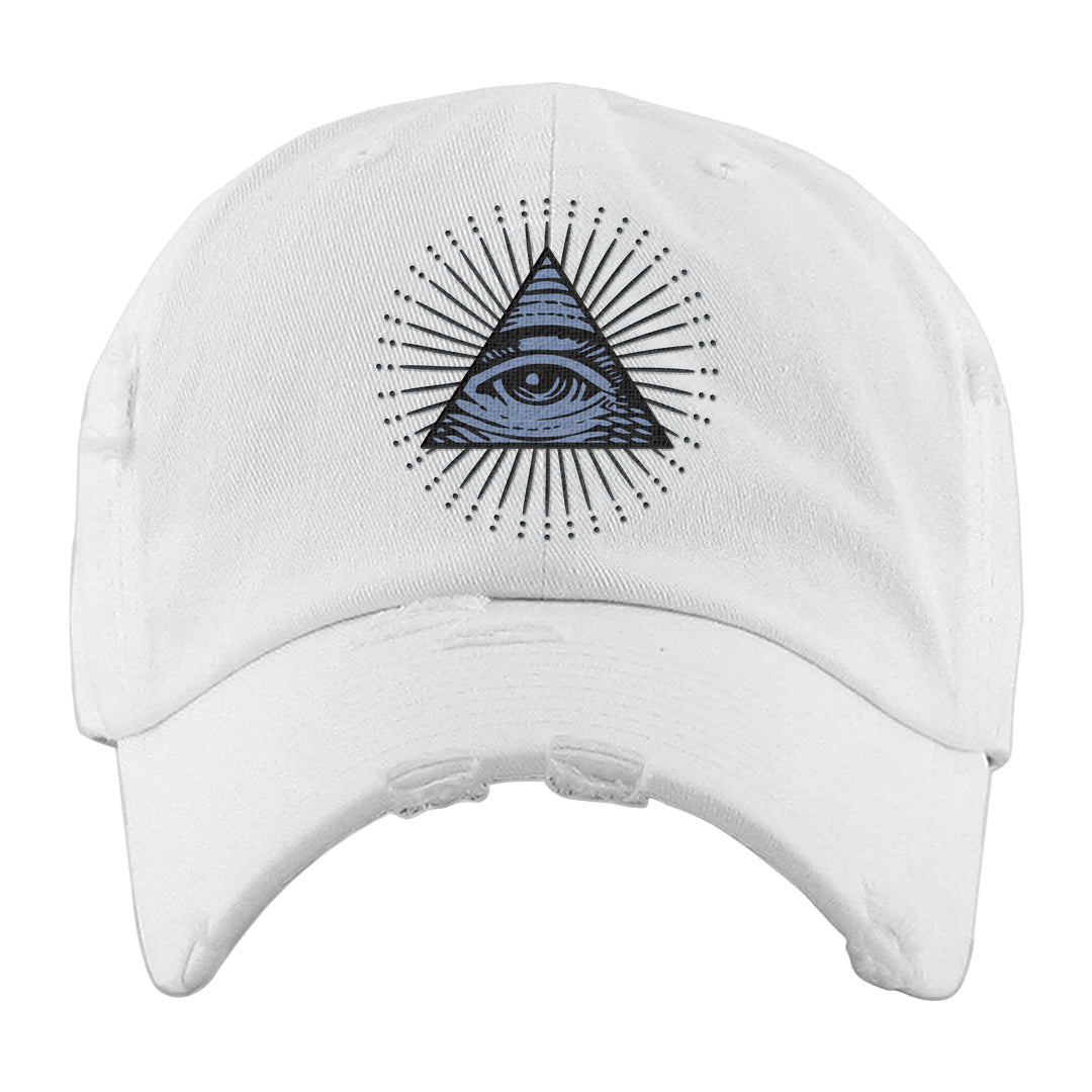 Cool Grey 6s Distressed Dad Hat | All Seeing Eye, White