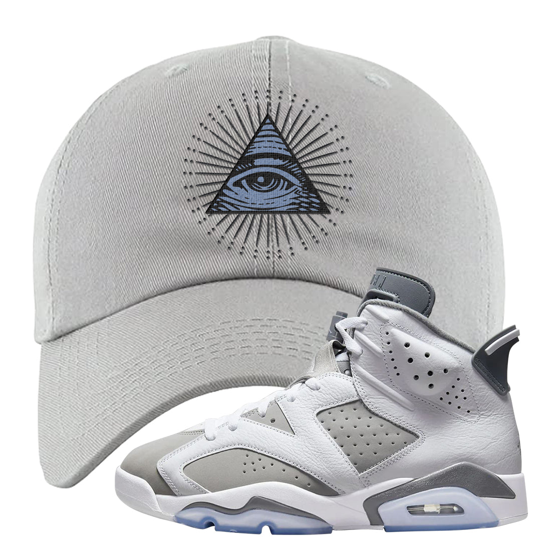 Cool Grey 6s Dad Hat | All Seeing Eye, Light Gray