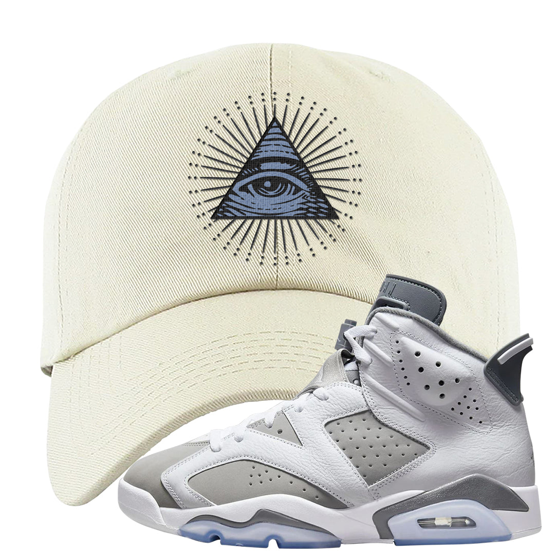 Cool Grey 6s Dad Hat | All Seeing Eye, White
