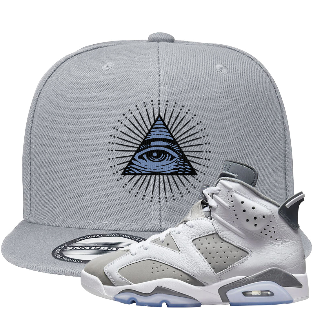 Cool Grey 6s Snapback Hat | All Seeing Eye, Light Gray