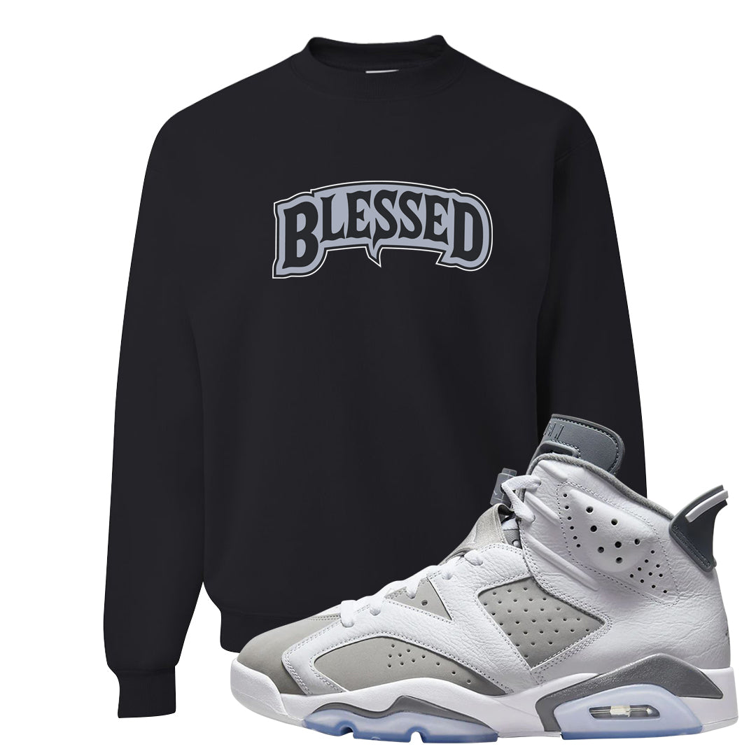 Cool Grey 6s Crewneck Sweatshirt | Blessed Arch, Black