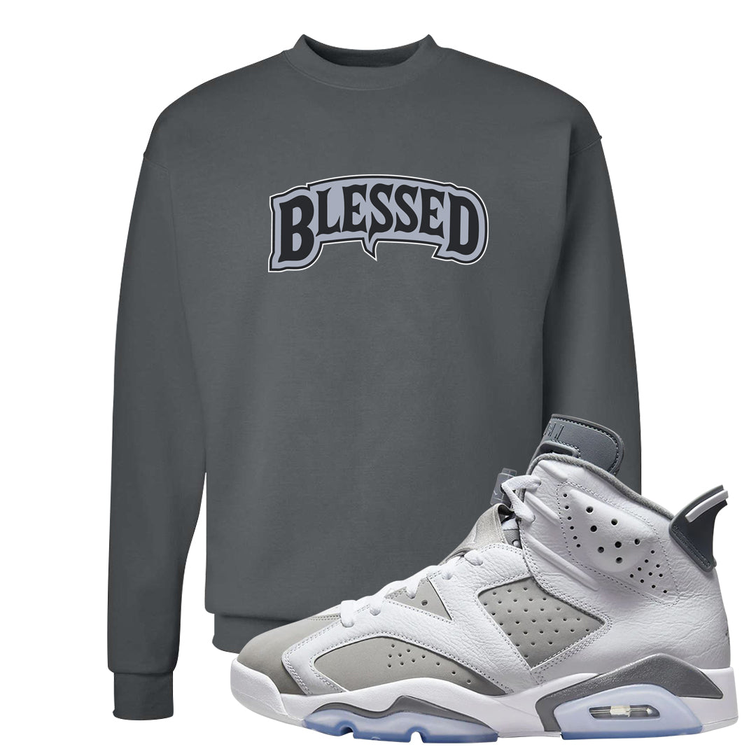 Cool Grey 6s Crewneck Sweatshirt | Blessed Arch, Smoke Grey