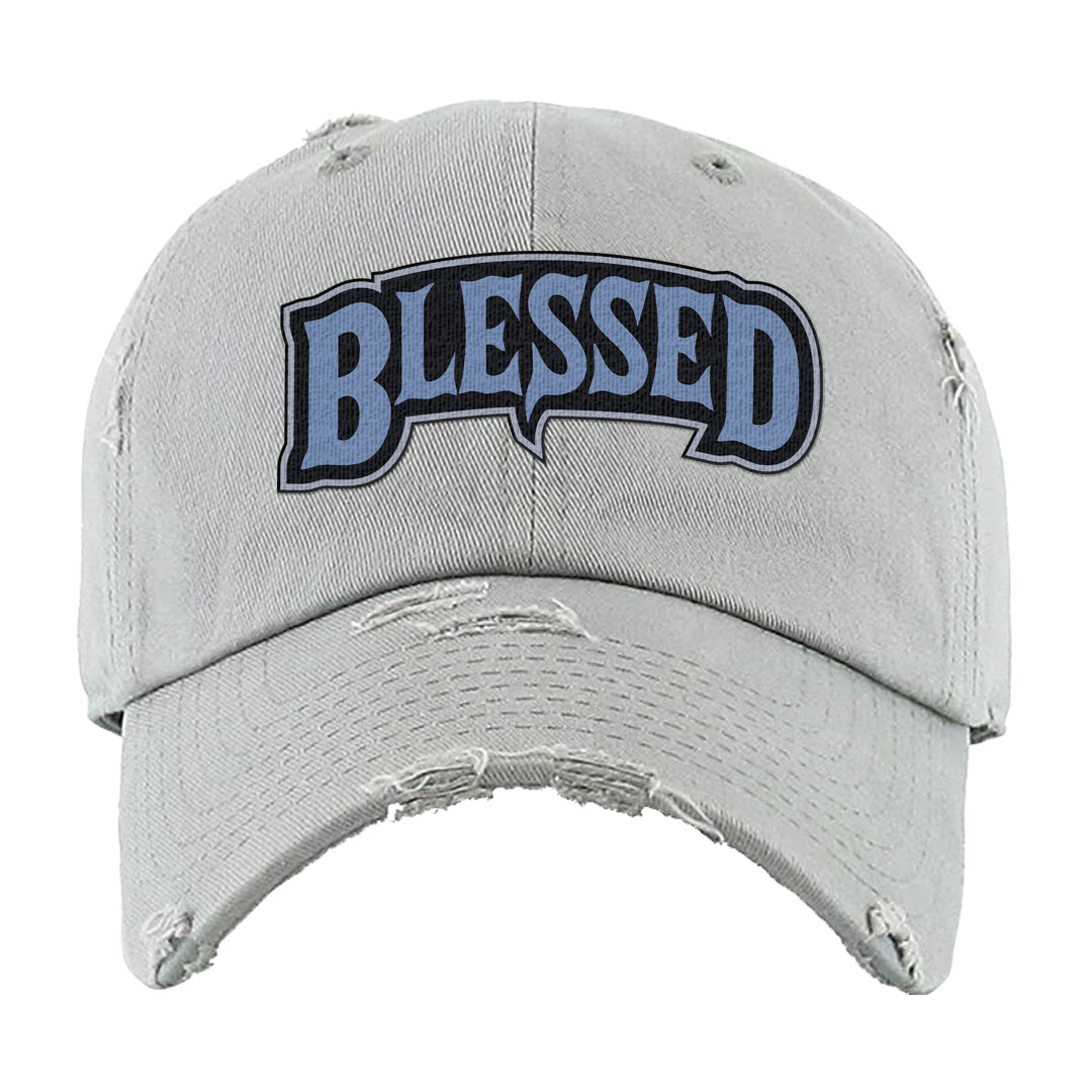 Cool Grey 6s Distressed Dad Hat | Blessed Arch, Light Gray