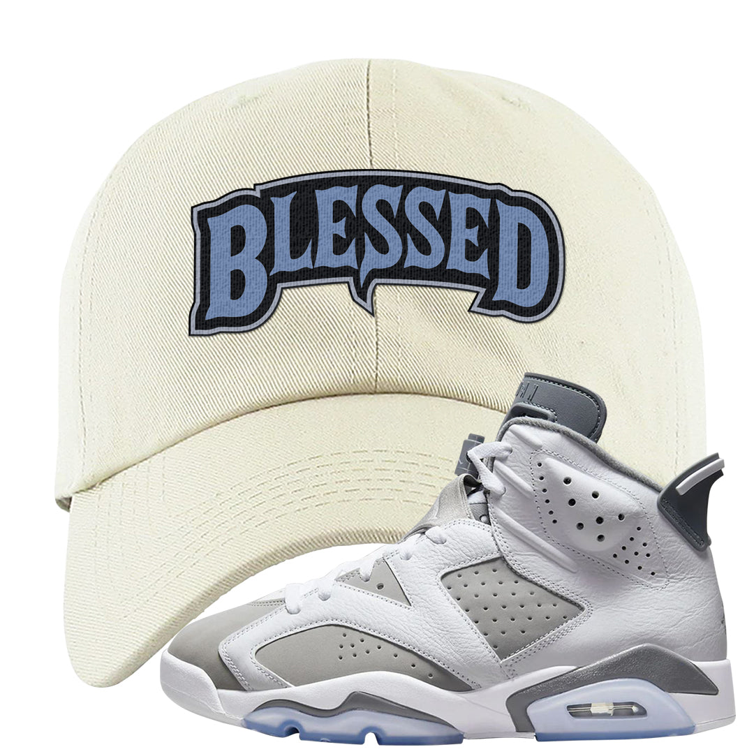 Cool Grey 6s Dad Hat | Blessed Arch, White