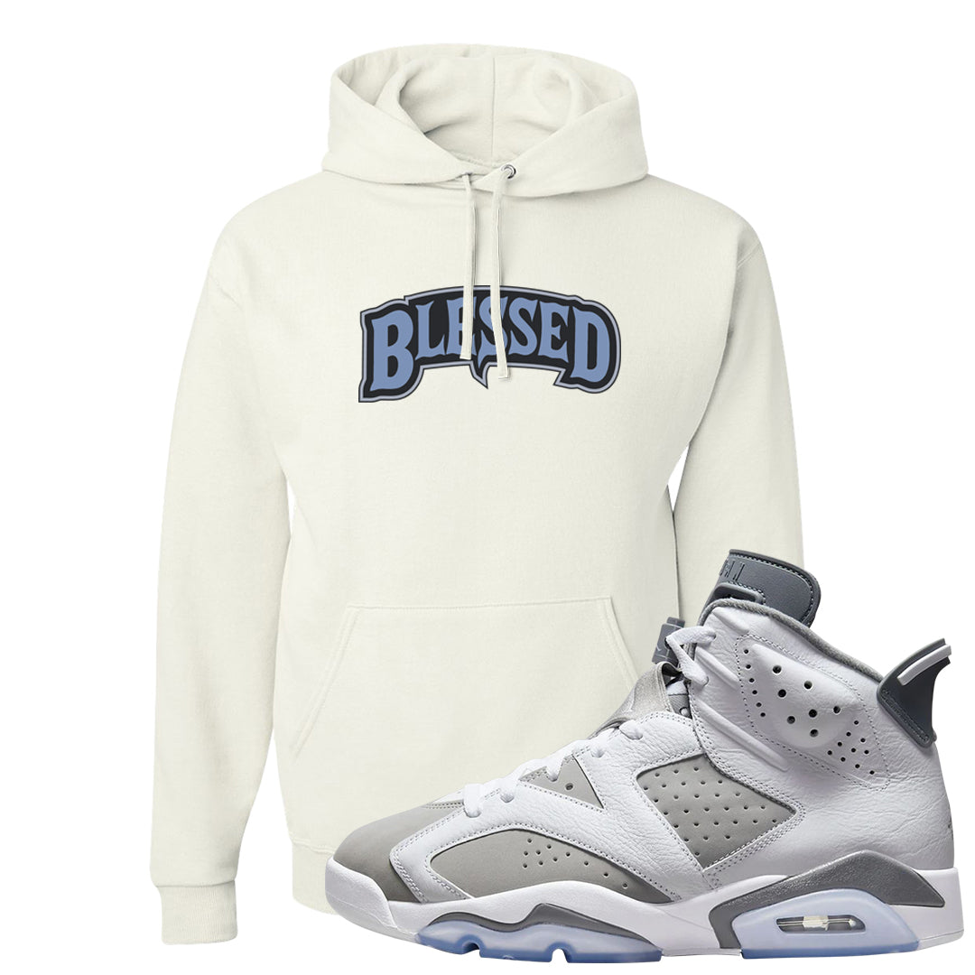 Cool Grey 6s Hoodie | Blessed Arch, White