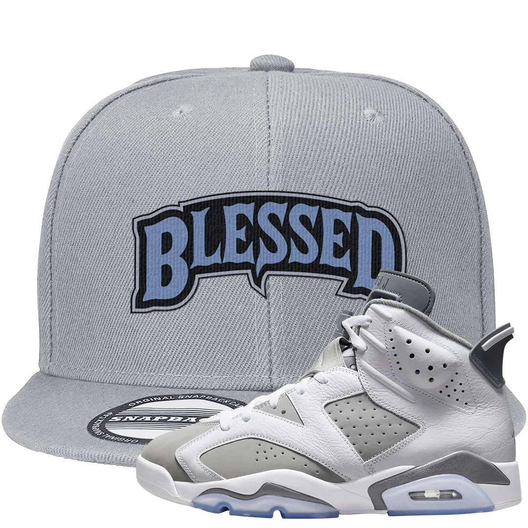 Cool Grey 6s Snapback Hat | Blessed Arch, Light Gray