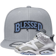 Cool Grey 6s Snapback Hat | Blessed Arch, Light Gray