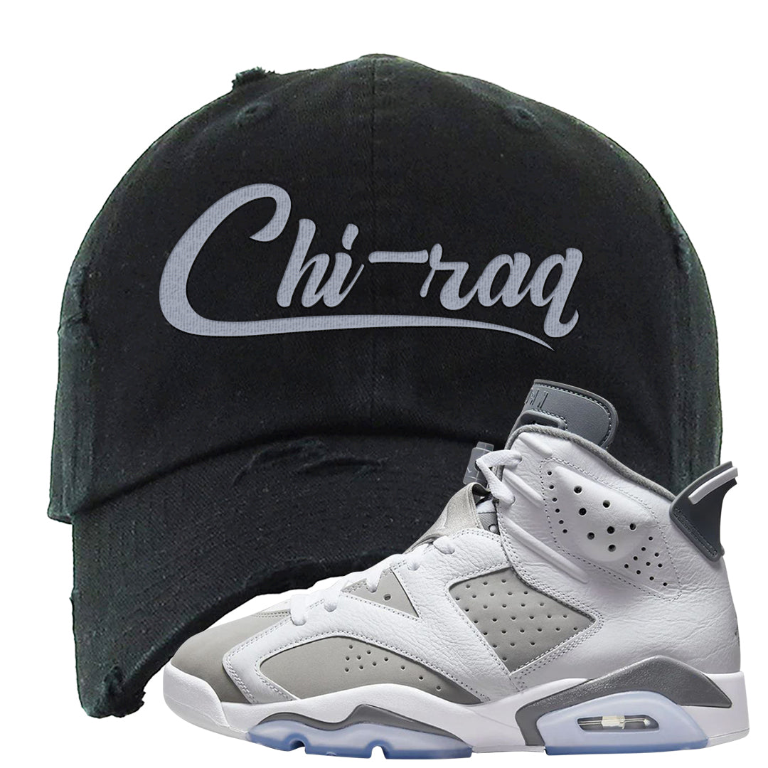 Cool Grey 6s Distressed Dad Hat | Chiraq, Black