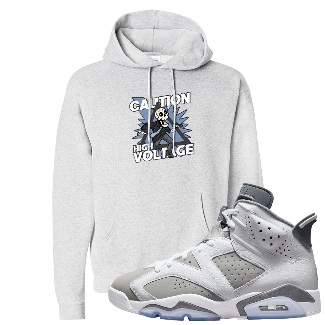 Cool Grey 6s Hoodie | Caution High Voltage, Ash