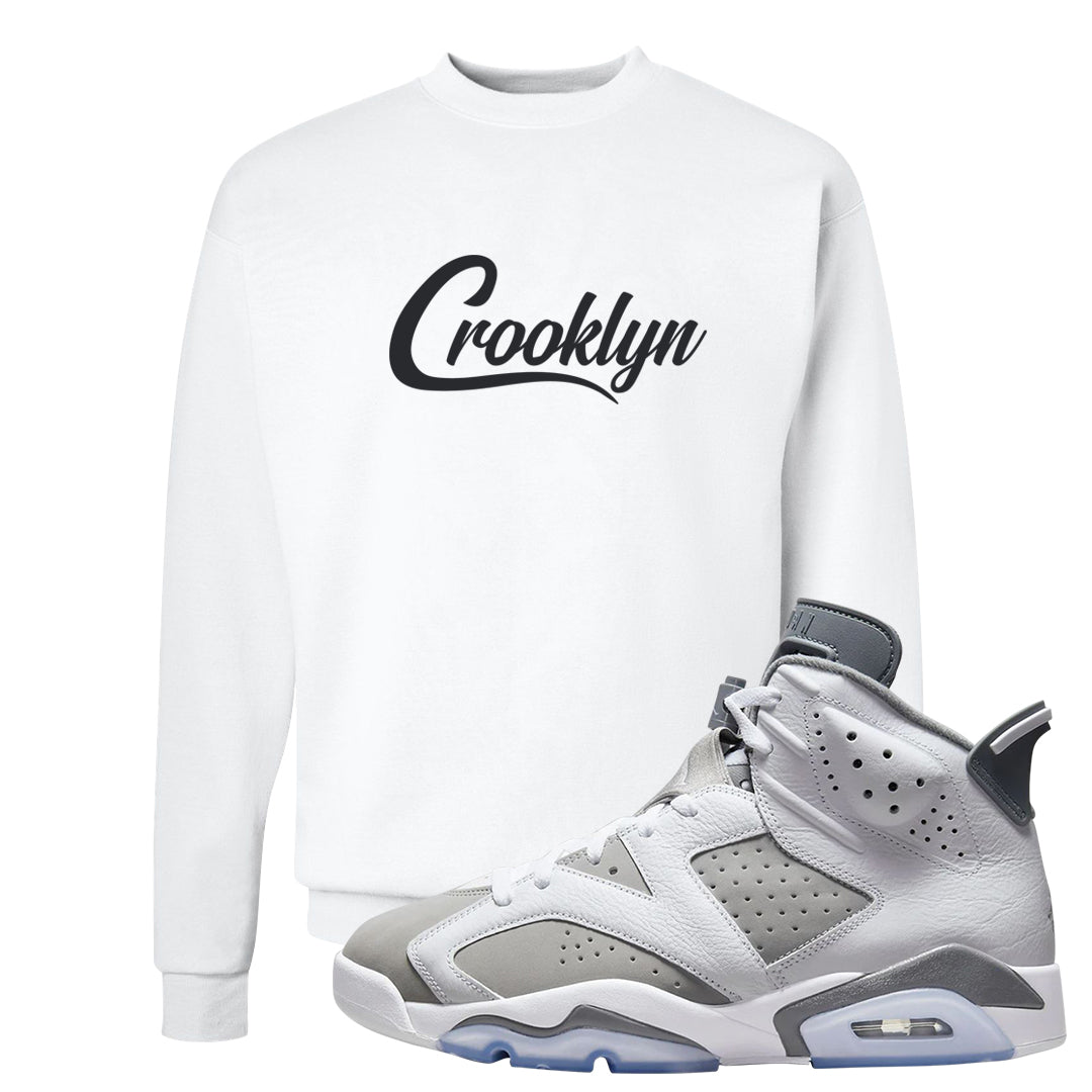 Cool Grey 6s Crewneck Sweatshirt | Crooklyn, White