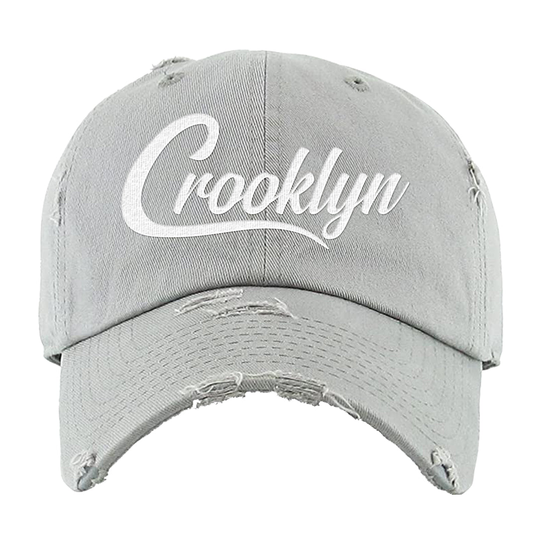 Cool Grey 6s Distressed Dad Hat | Crooklyn, Light Gray
