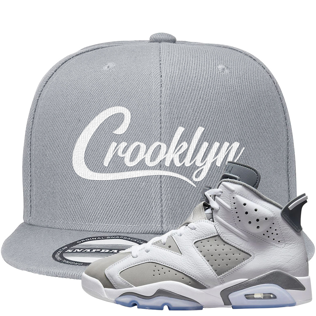 Cool Grey 6s Snapback Hat | Crooklyn, Light Gray