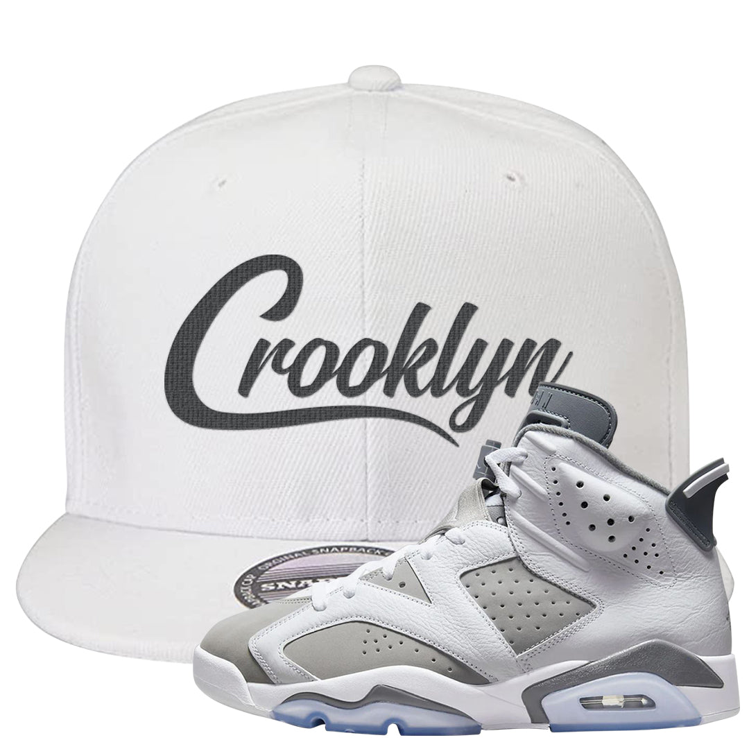 Cool Grey 6s Snapback Hat | Crooklyn, White