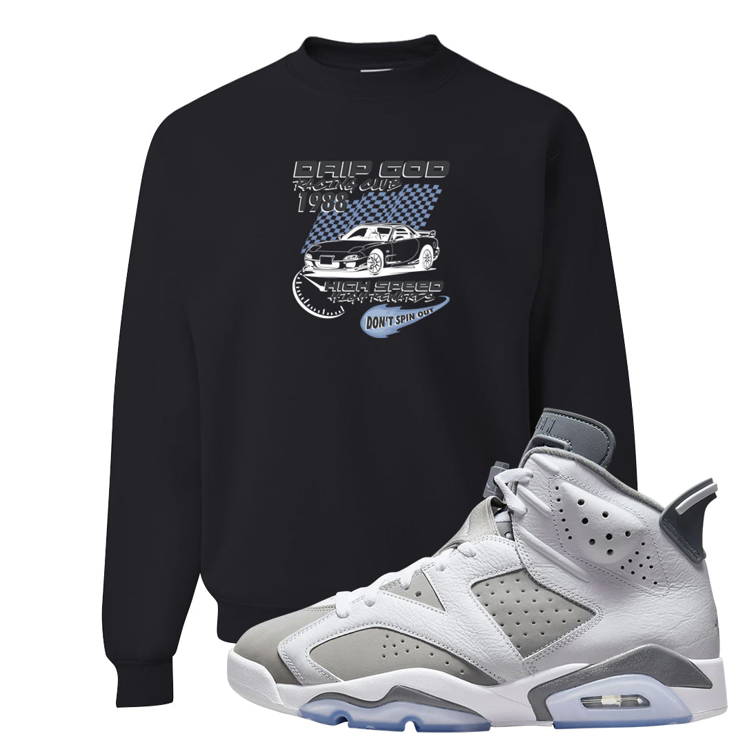 Cool Grey 6s Crewneck Sweatshirt | Drip God Racing Club, Black
