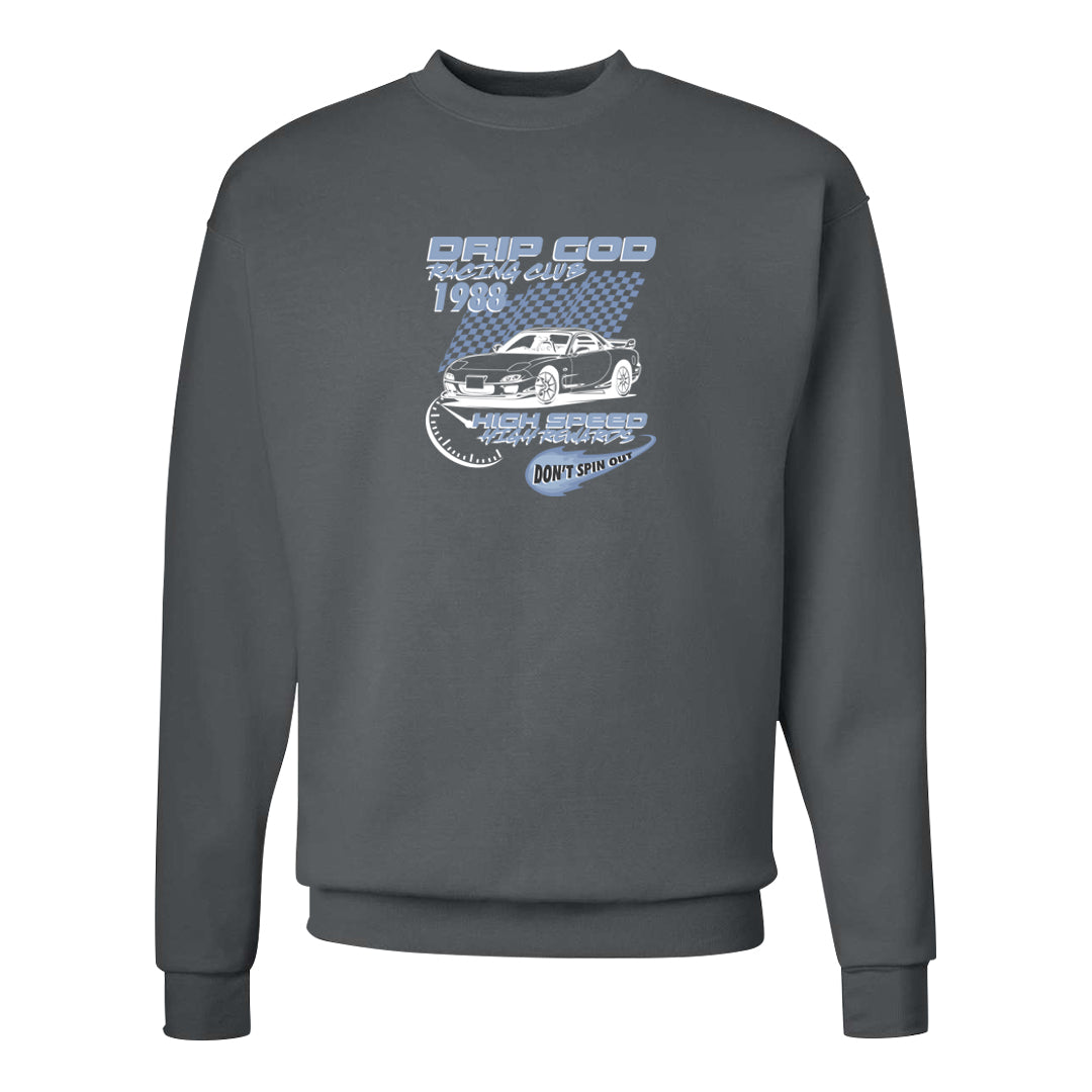 Cool Grey 6s Crewneck Sweatshirt | Drip God Racing Club, Smoke Grey