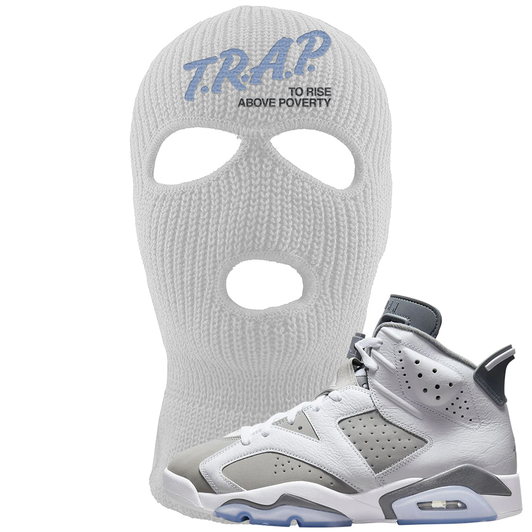 Cool Grey 6s Ski Mask | Trap To Rise Above Poverty, White