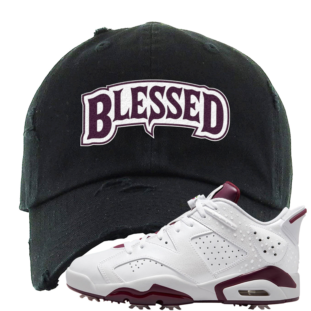 Golf NRG 6s Distressed Dad Hat | Blessed Arch, Black