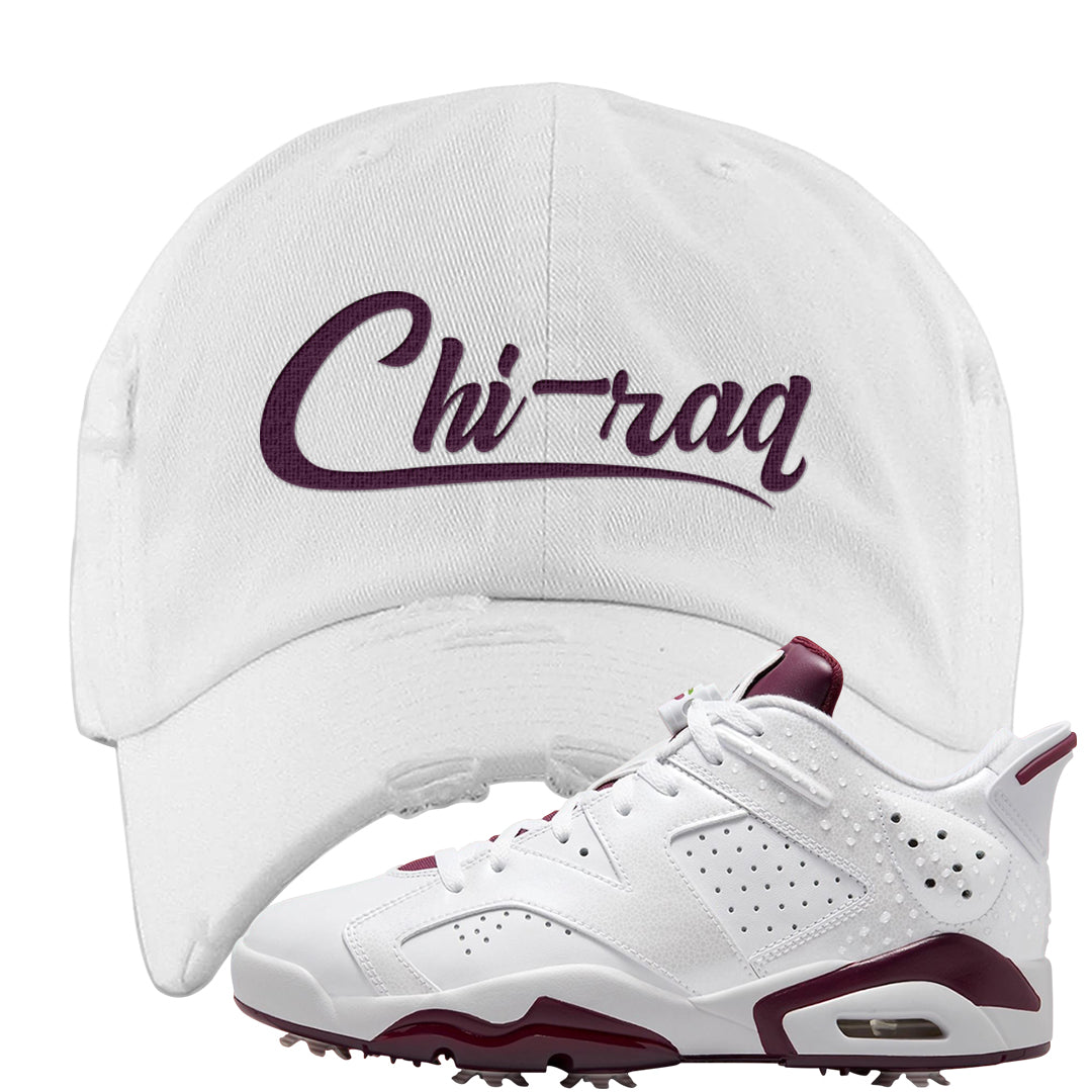 Golf NRG 6s Distressed Dad Hat | Chiraq, White