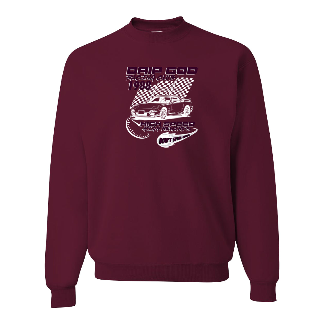 Golf NRG 6s Crewneck Sweatshirt | Drip God Racing Club, Maroon