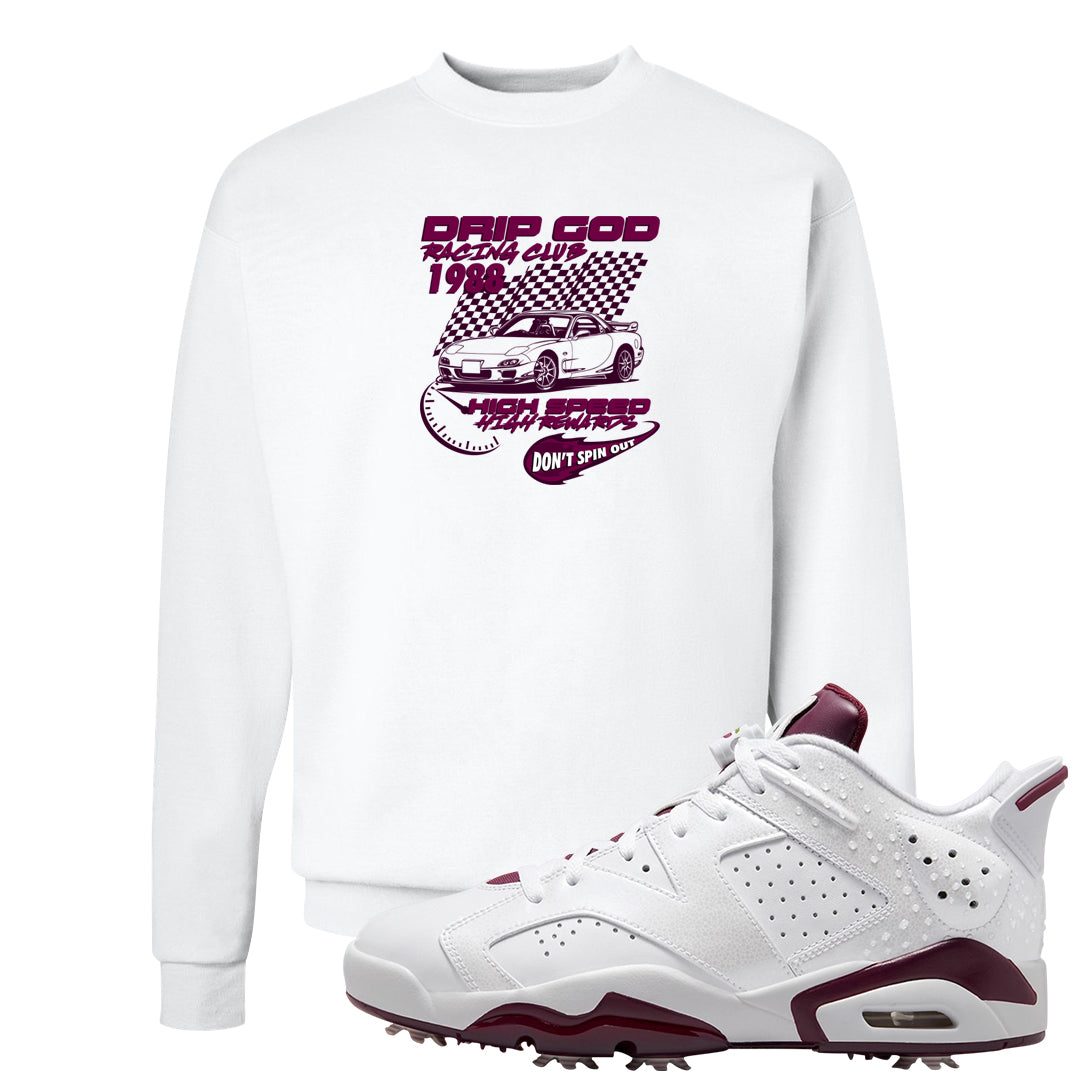 Golf NRG 6s Crewneck Sweatshirt | Drip God Racing Club, White