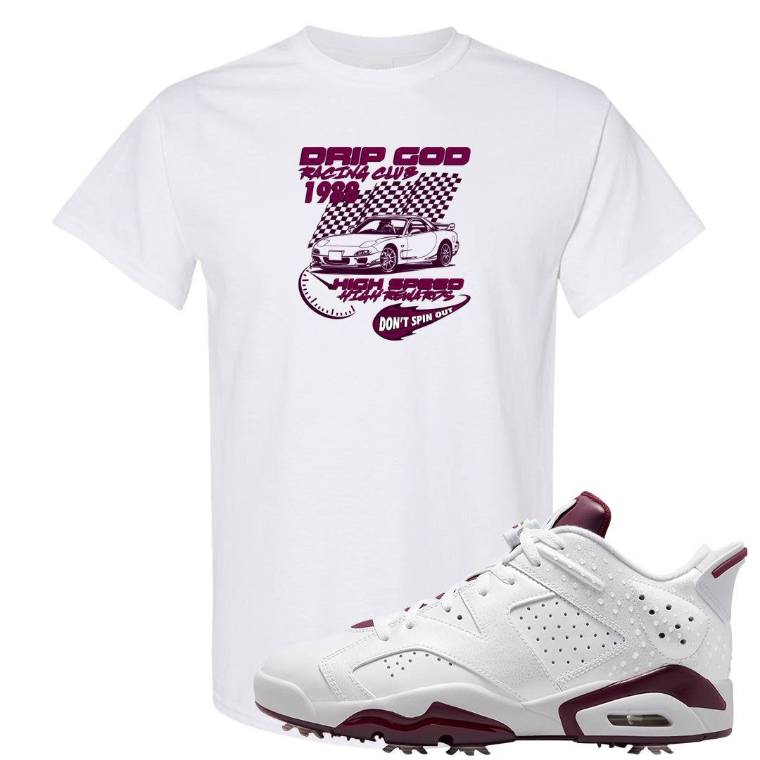 Golf NRG 6s T Shirt | Drip God Racing Club, White