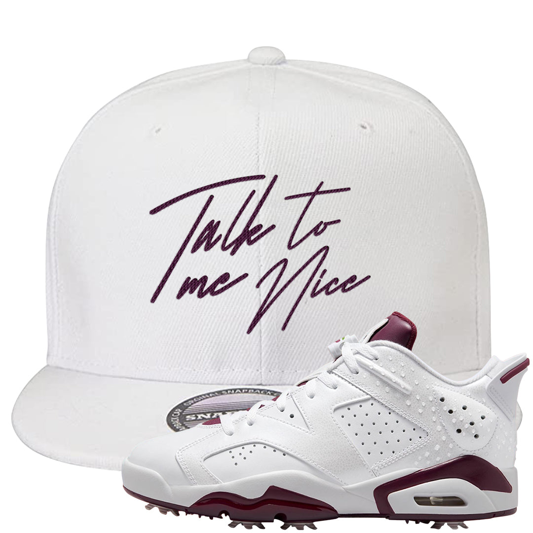Golf NRG 6s Snapback Hat | Talk To Me Nice, White