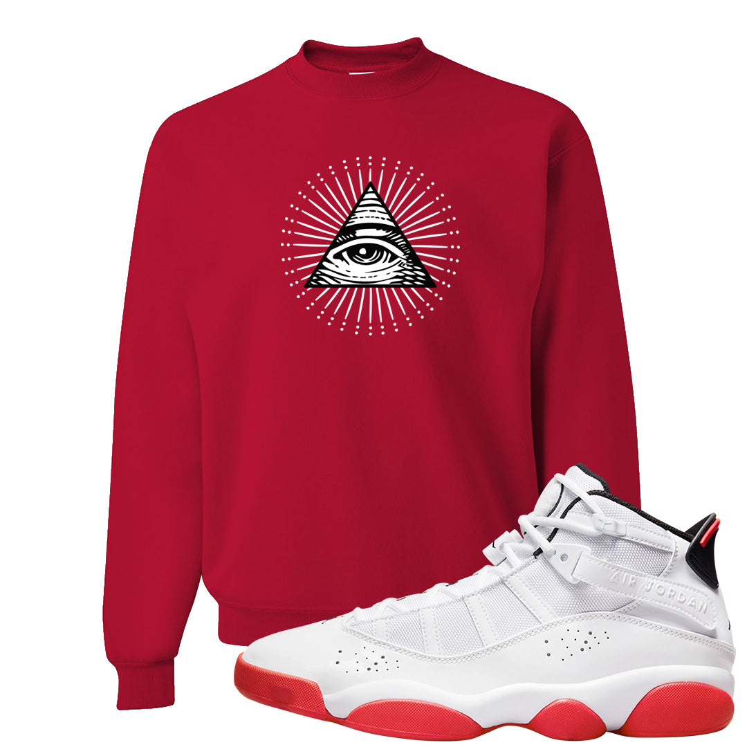 Rings 6s Crewneck Sweatshirt | All Seeing Eye, Red
