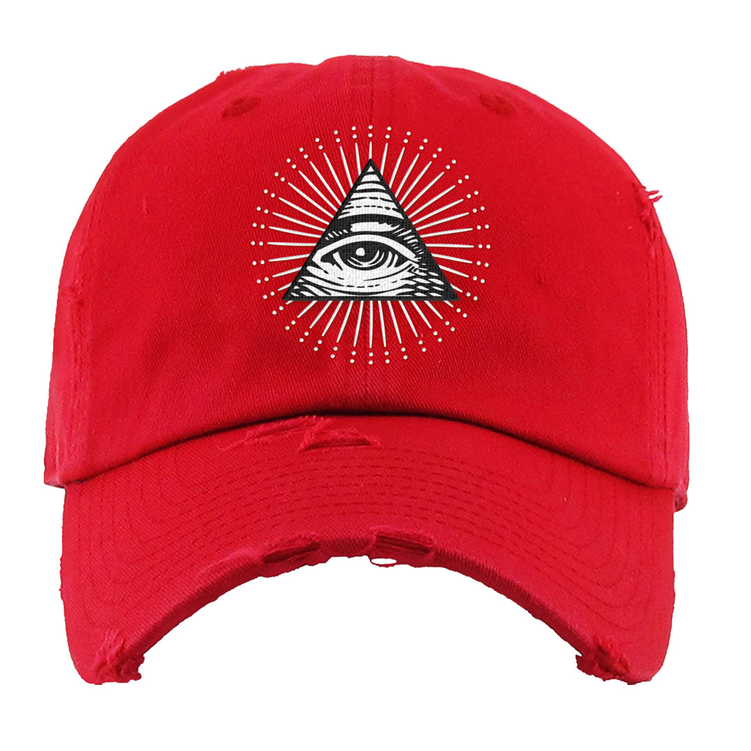 Rings 6s Distressed Dad Hat | All Seeing Eye, Red