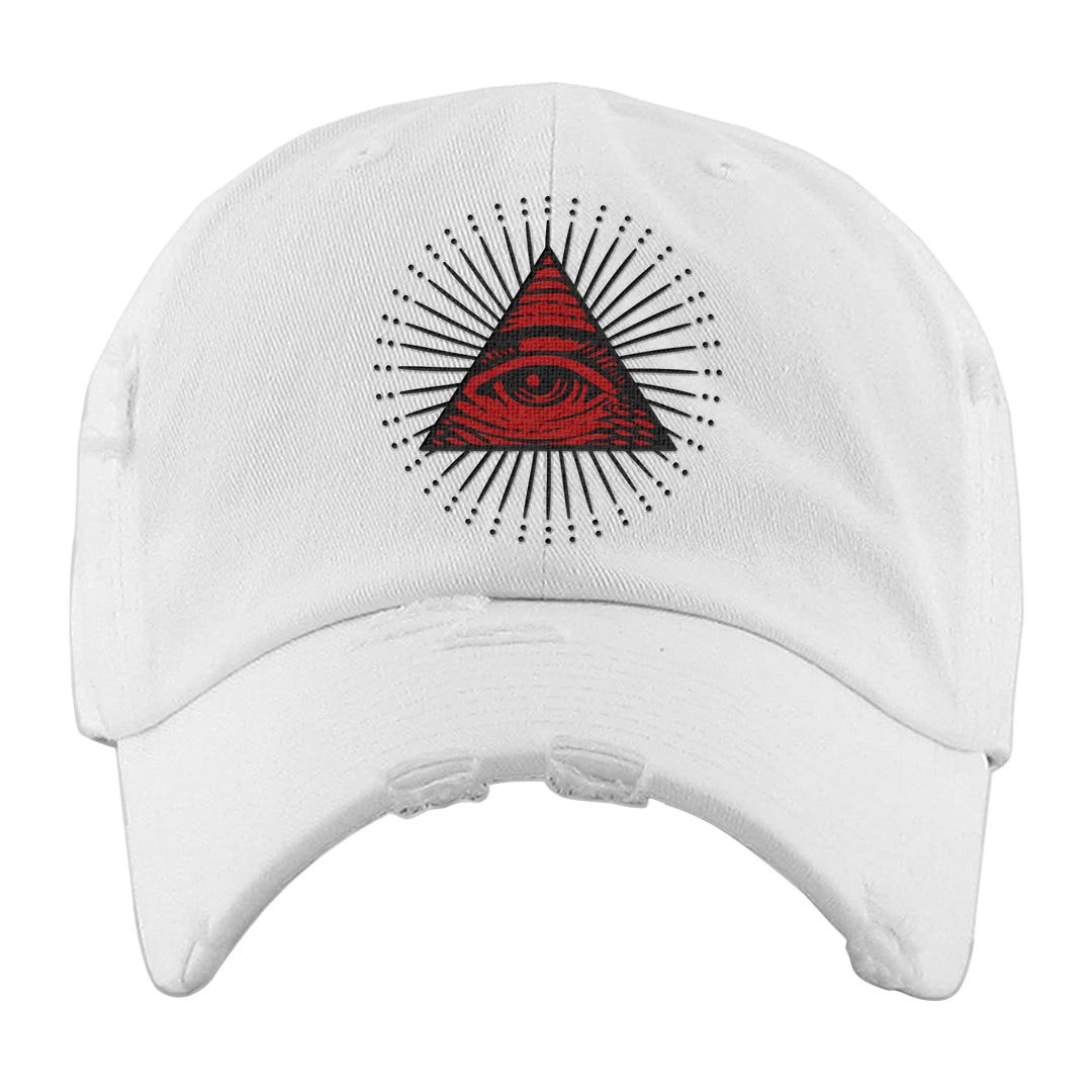 Rings 6s Distressed Dad Hat | All Seeing Eye, White
