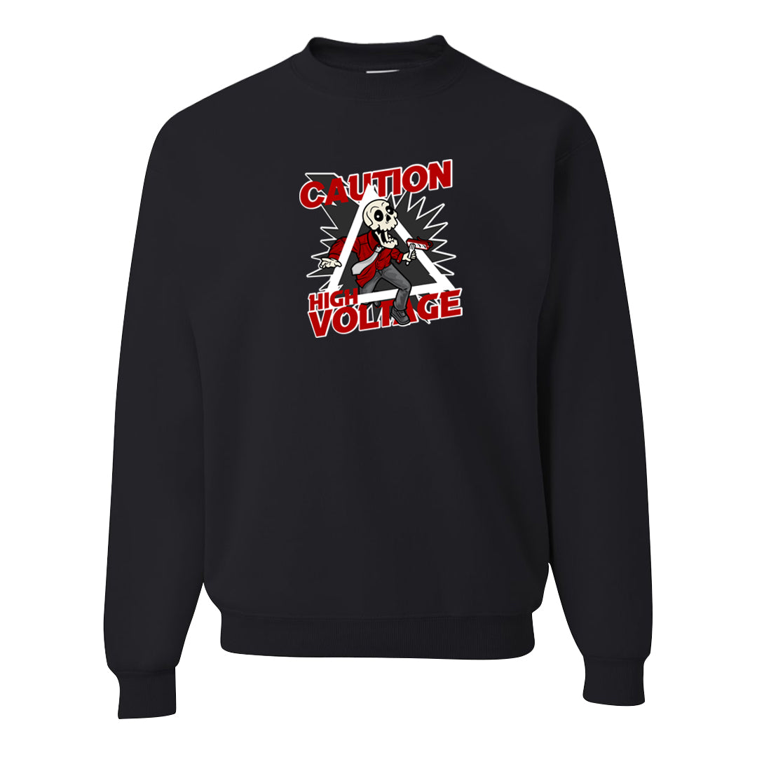 Rings 6s Crewneck Sweatshirt | Caution High Voltage, Black