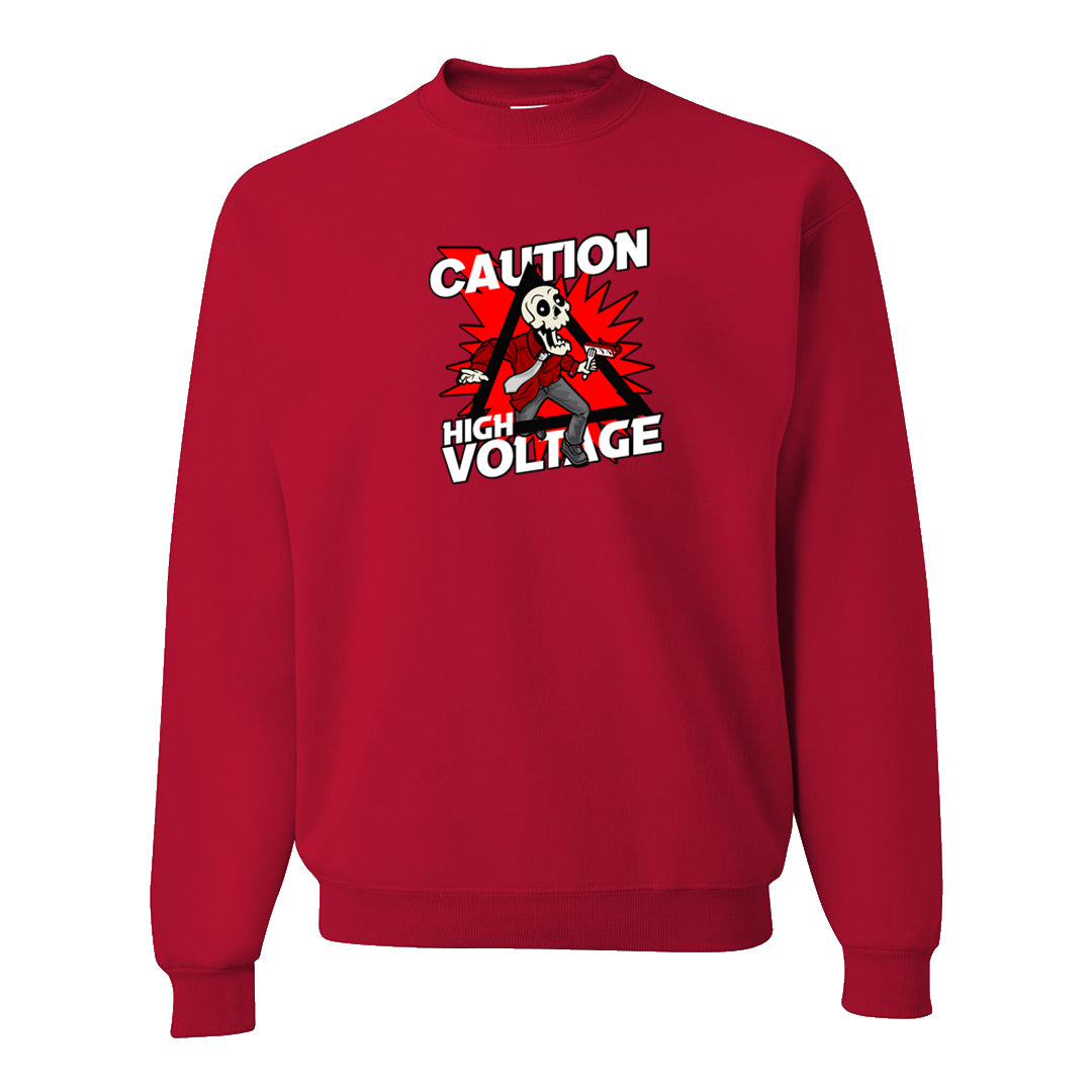 Rings 6s Crewneck Sweatshirt | Caution High Voltage, Red