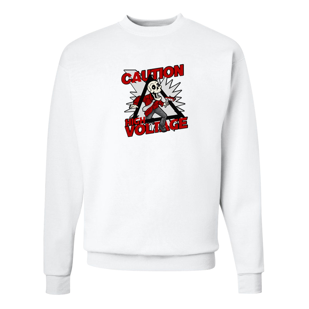 Rings 6s Crewneck Sweatshirt | Caution High Voltage, White