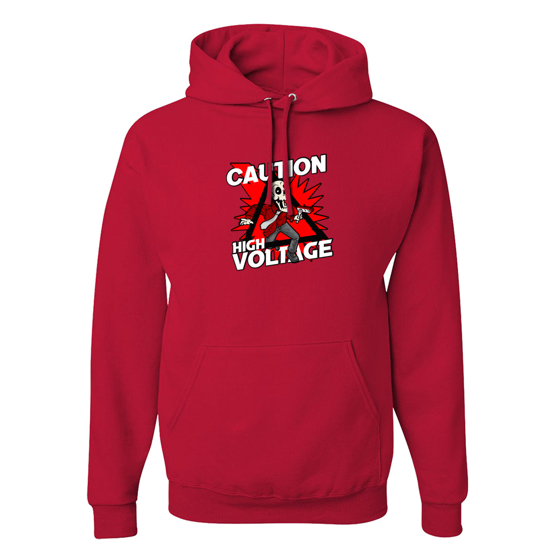 Rings 6s Hoodie | Caution High Voltage, Red