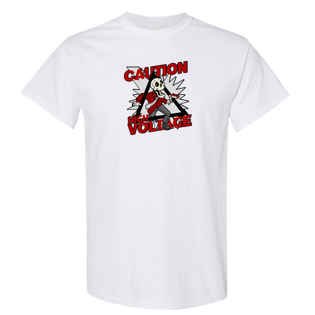 Rings 6s T Shirt | Caution High Voltage, White