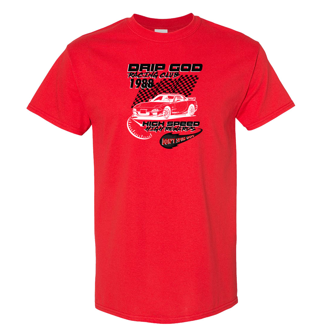 Rings 6s T Shirt | Drip God Racing Club, Red