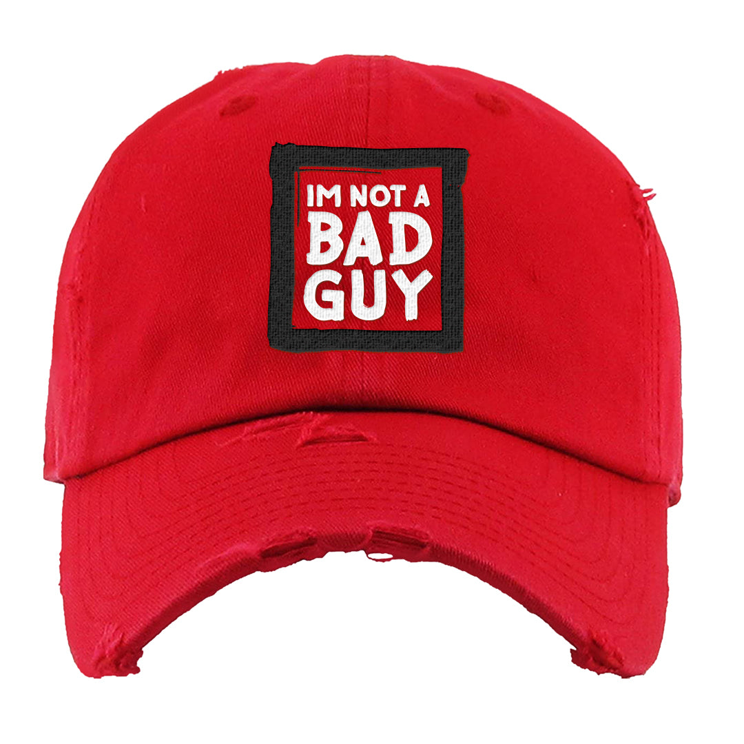 Rings 6s Distressed Dad Hat | I'm Not A Bad Guy, Red