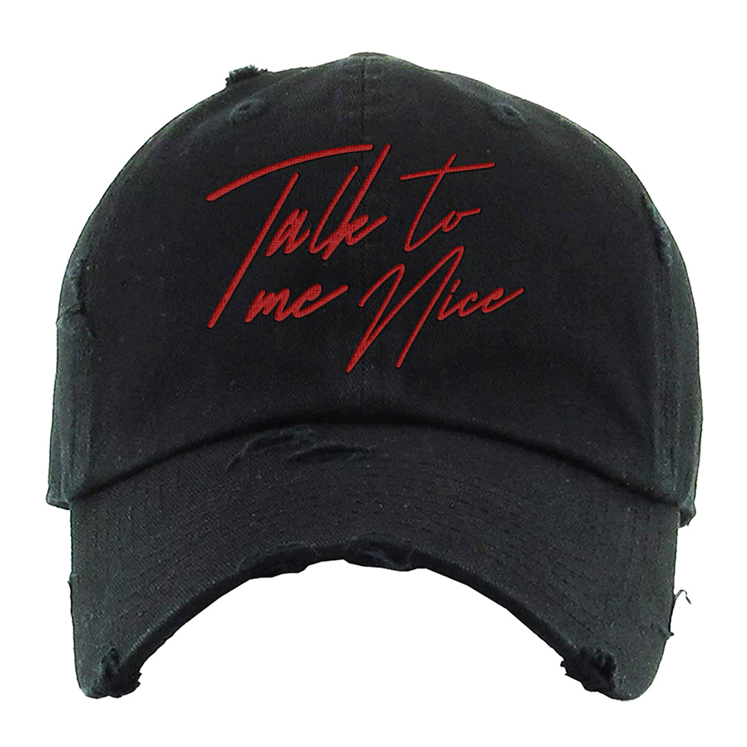 Rings 6s Distressed Dad Hat | Talk To Me Nice, Black