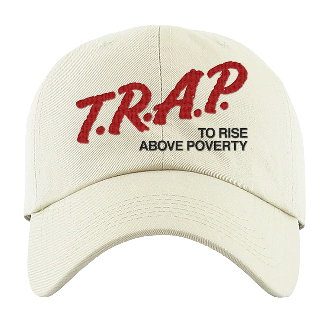 Rings 6s Dad Hat | Trap To Rise Above Poverty, White