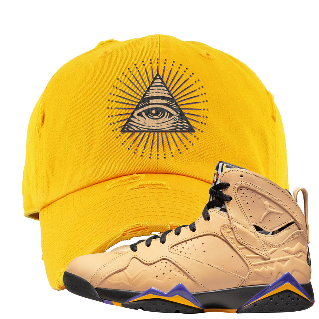 Afrobeats 7s Distressed Dad Hat | All Seeing Eye, Gold