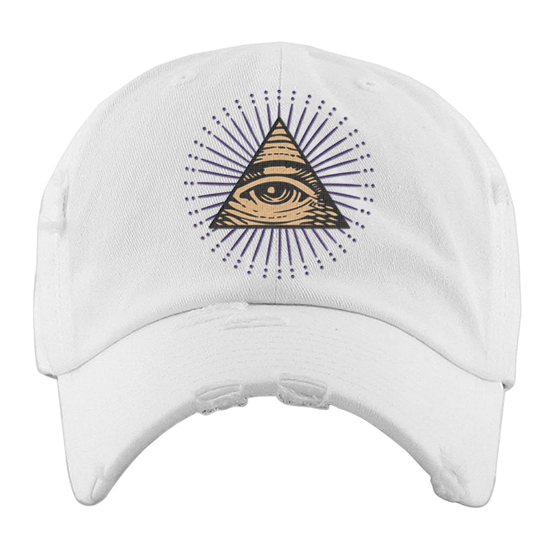 Afrobeats 7s Distressed Dad Hat | All Seeing Eye, White