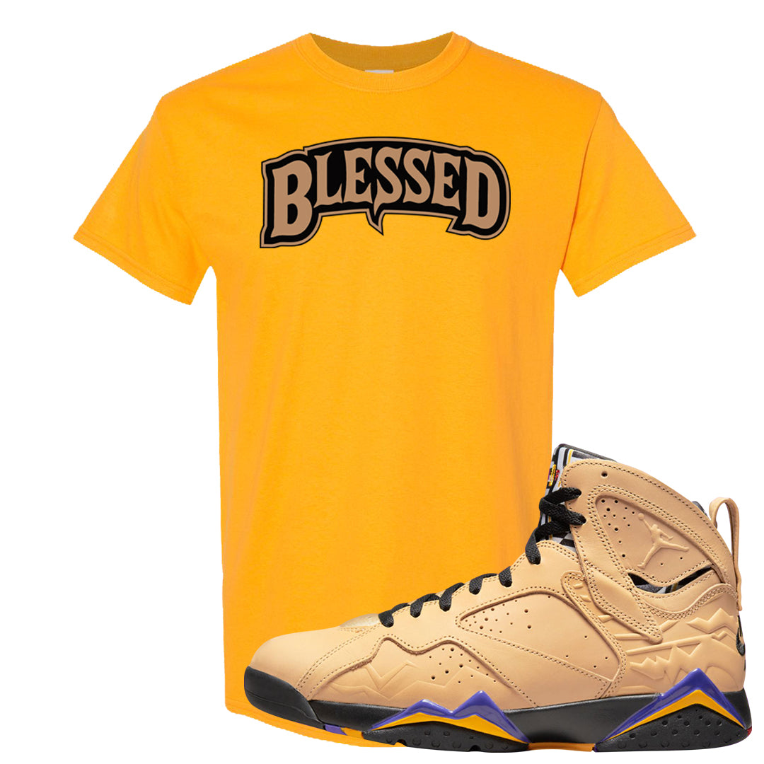 Afrobeats 7s T Shirt | Blessed Arch, Gold