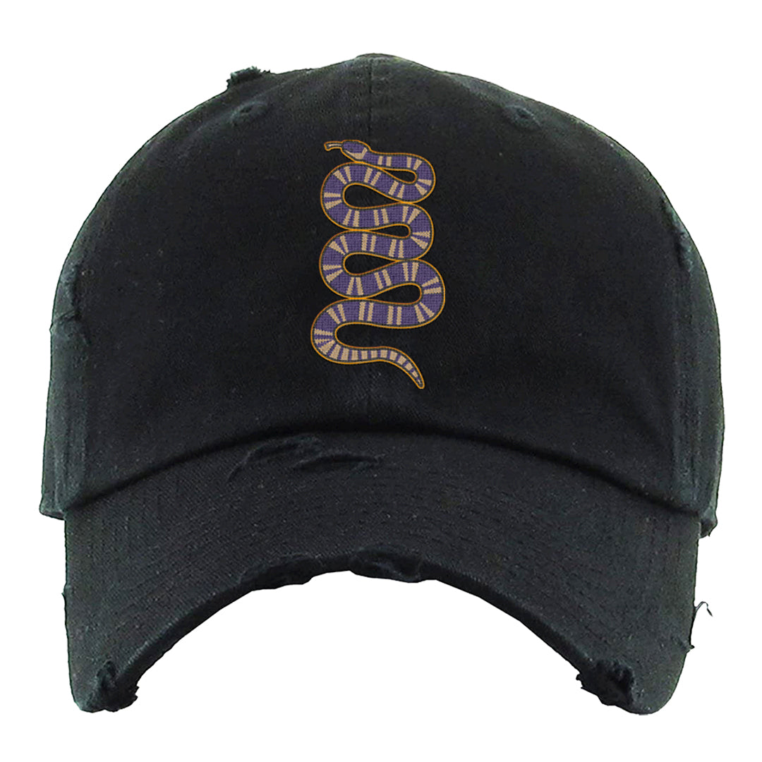 Afrobeats 7s Distressed Dad Hat | Coiled Snake, Black