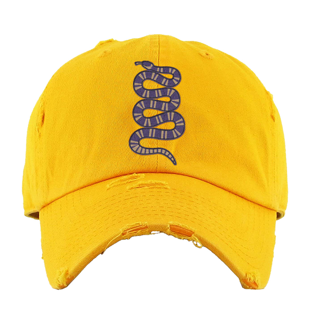 Afrobeats 7s Distressed Dad Hat | Coiled Snake, Gold
